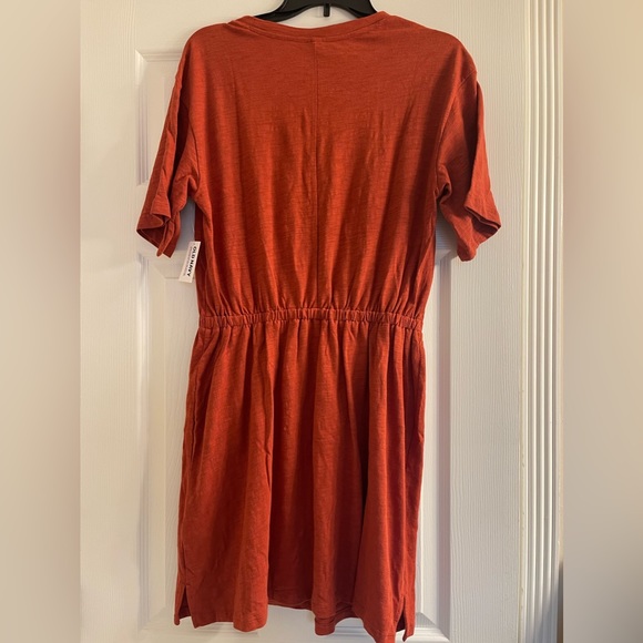 NWT Old Navy Slub Knit Mini Dress Elastic Waist Crew Neck Burnt Orange Rust - Picture 3 of 11